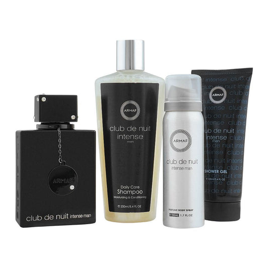 Armaf CLUB DE NUIT INTENSE 4pc Gift Set for Men - 100ml EDP Spray, 250ml Body Spray, 100ml Perfumed Body Lotion, 50ml Deodorant