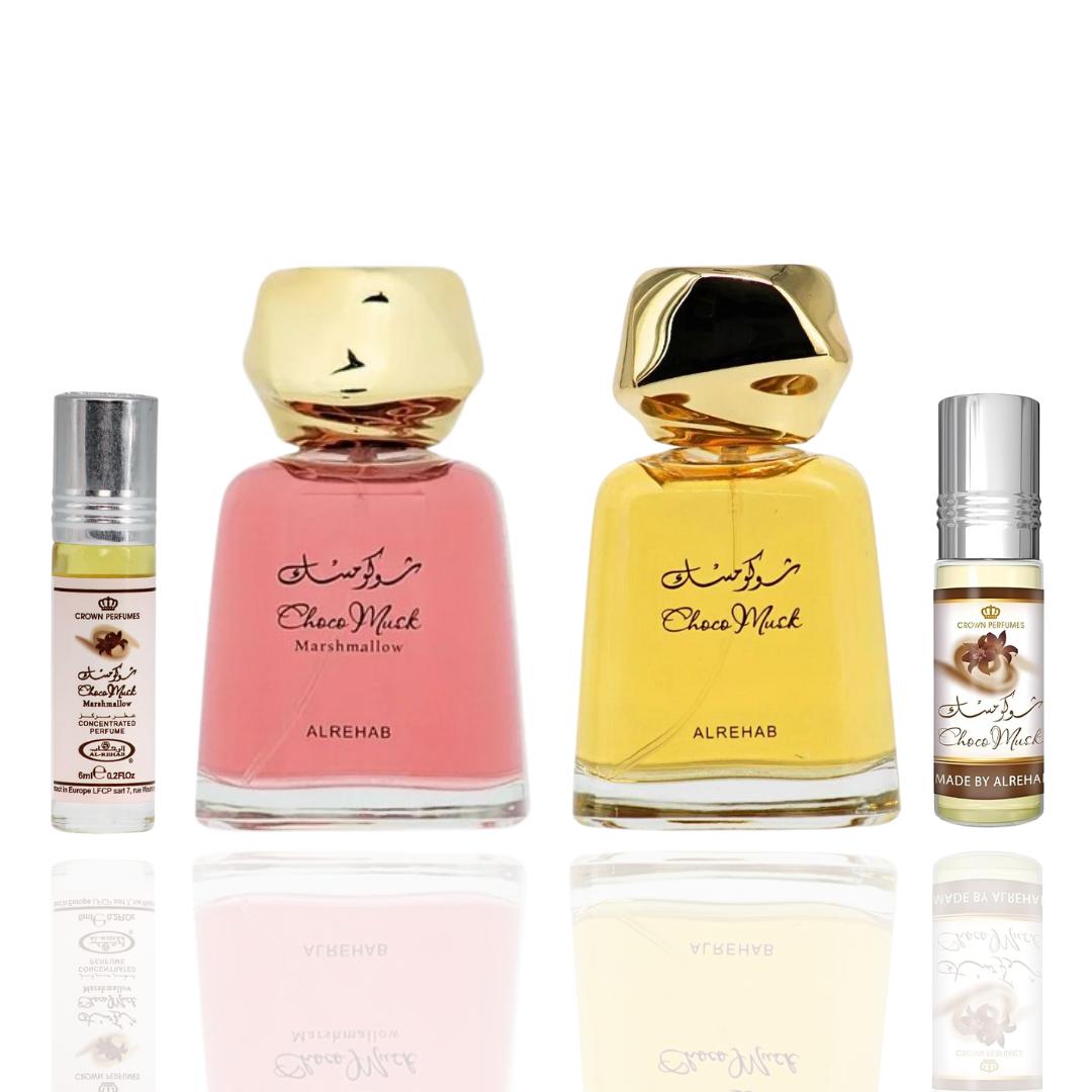 Choco Musk 100ml + Choco Musk Marshmallow 100ml + Choco Musk Roll-on + Choco Musk Marshmallow Roll-on