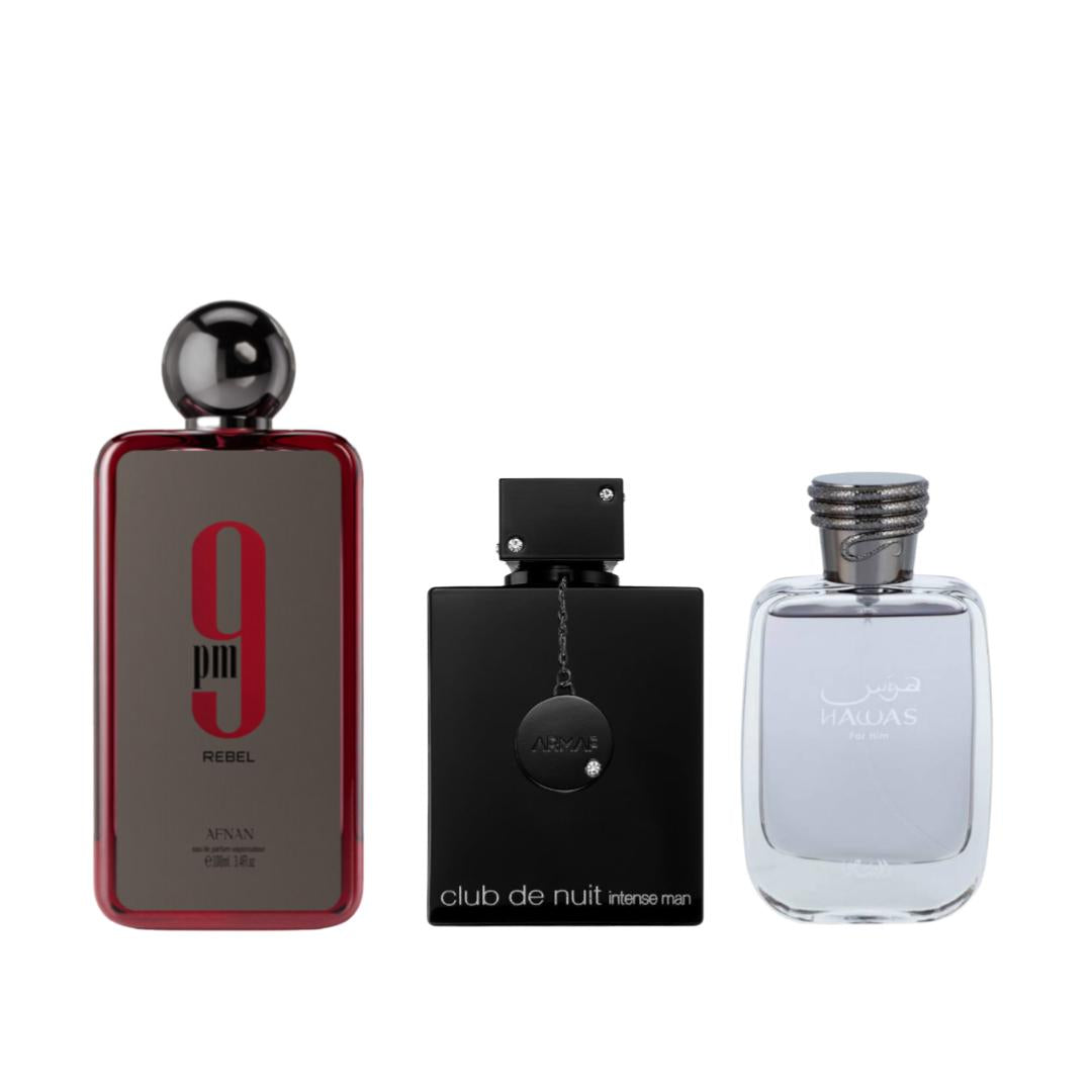 CLUB DE NUIT BLACK + REBEL + HAWAS by Rasasi Perfumes (Men) 3.4oz (100 ...